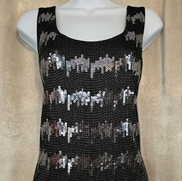 NWOT Chicos black sequined tank top blouse Womens Large - Picture 4 of 6